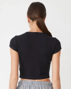 MONROW Supersoft Rib Mini Crew FADEDBLACK Cheap